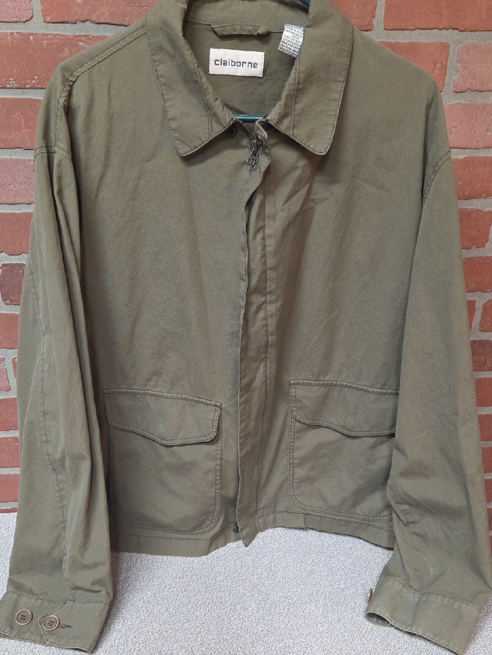 Claiborne Olive Green Military-Style Light Weight Field Jacket Sz Lg